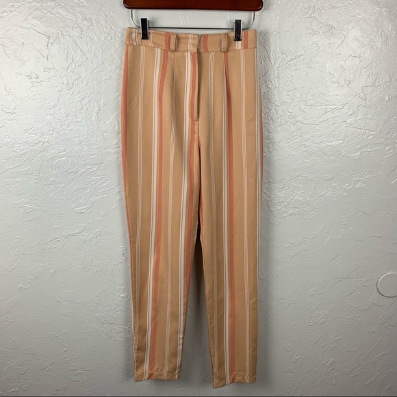 Nasty Gal highwaist pinstripe coral trousers 6 - Picture 4 of 10